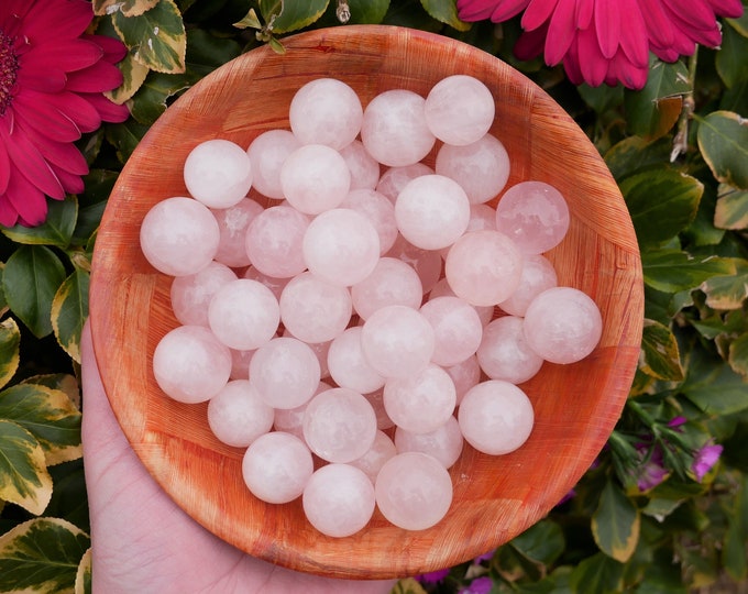 Rose Quartz MINI Spheres - Quartz Balls Orbs - Crystals for LOVE - Stones for Desk Display - Stones for Home - Crystals for Work Gift