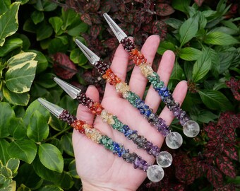 Chakra WANDS - Crystal Chip Wand - Wands for Focus - Chakra Crystals - Massager - Chakra Stones