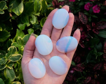 Opalite Worry Stones - Meditation Stones - Palm Stones - Indented Worry Stones - Pocket Fidget Stones - Stones for Anxiety - Calming Stones