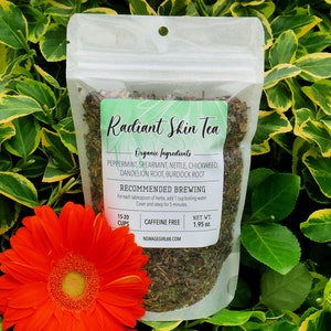 RADIANT Skin Tea Organic Herbal Loose Tea - Vegan - Caffeine Free - Hand Blended Stocking Stuffers