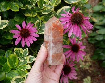 Fire Quartz Tower - Crystal Towers - Crystals Display Decor - Crystals for Home Desk Bedroom - Grounding Crystals - Healing Stones