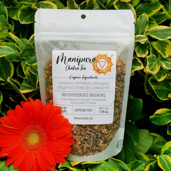 Manipura CHAKRA Organic Loose Leaf tea - Solar Plexus Tea - Vegan - Caffeine Free - Hand Blended Stocking Stuffers