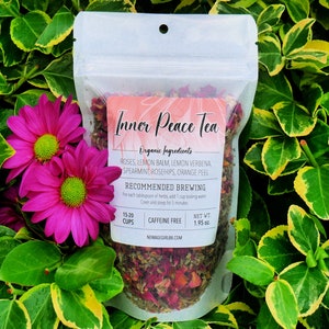 INNER PEACE - Tea Organic Herbal Loose Tea - Relaxing Tea - Vegan - Caffeine Free - Hand Blended Stocking Stuffers