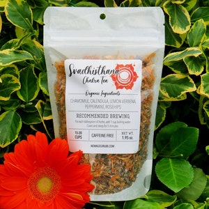 SVADHISTHANA Chakra Organic Loose Tea - Sacral Chakra Tea - Vegan - Caffeine Free - Hand Blended Stocking Stuffers