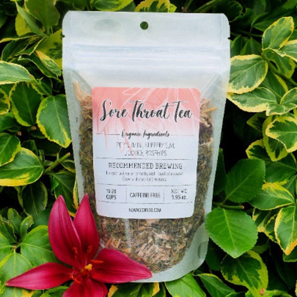 SORE THROAT Tea Organic Herbal Loose Tea - Vegan - Caffeine Free - Hand Blended Stocking Stuffers