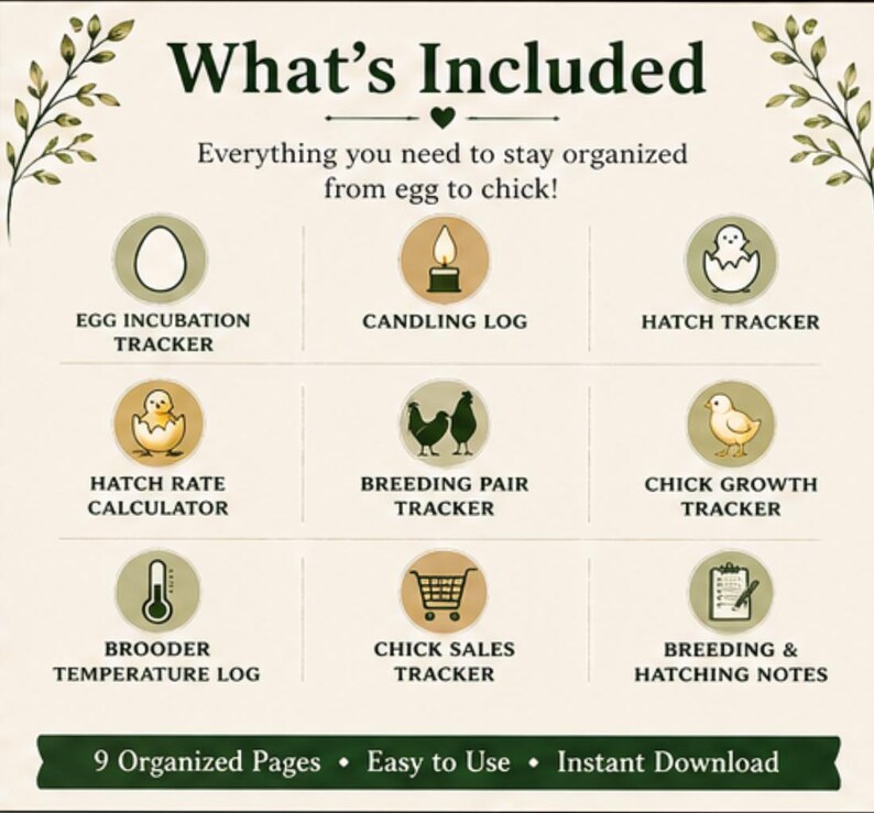 Chicken Breeding & Hatching Tracker | Egg Incubation, Candling, Chick ...