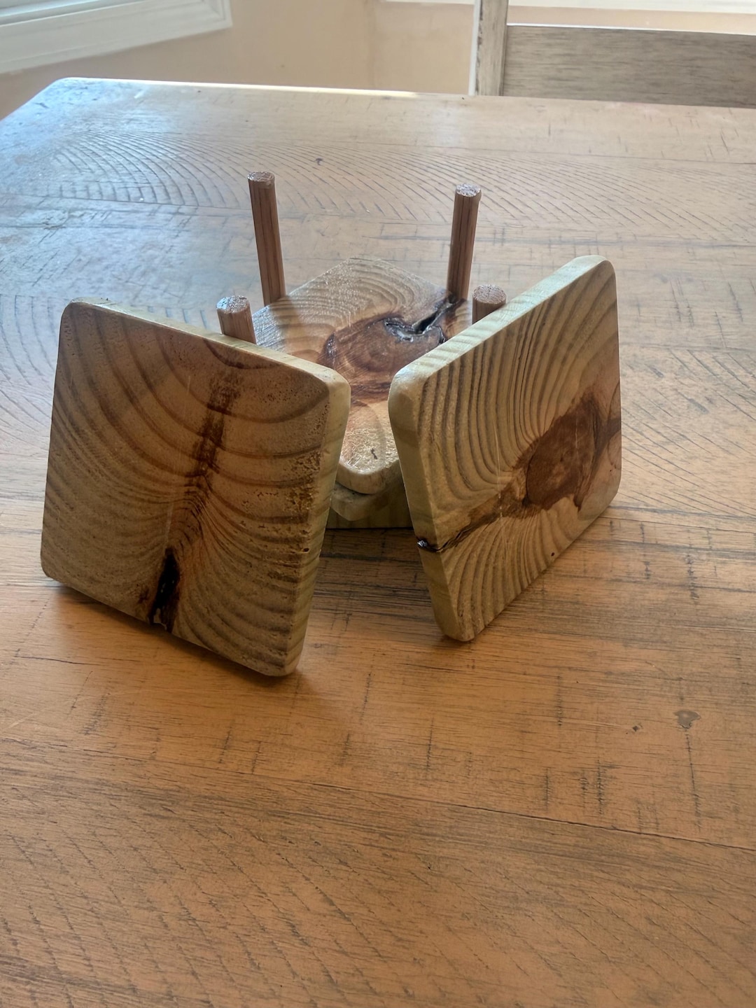 Handmade Wooden Coaster Set With Holder | Rustic Farmhouse Drink ...