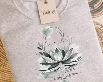 Lotus Flower Watercolor Design, Zen Meditation PNG, Spiritual Yoga Shirt, Mindfulness Art, Instant Download
