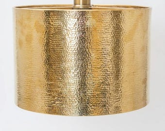 Hammered Solid Brass Cylinder Pendant Light, Kitchen Island Lighting