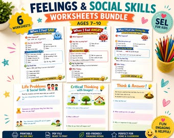 Social Emotional Learning Worksheets, Printable Sel Activities, Bright ...