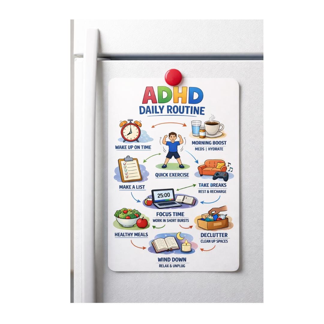 ADHD Daily Routine Printable -digital Download for Adults - Etsy