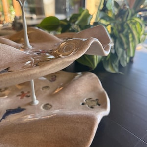 Stacked Charcuterie Platter | Large Handmade Ceramic Tiered Server | Entertaining Centerpiece