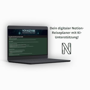 Notion Reiseplaner Deutsch KI | Digitaler Urlaubsplaner Template | Travel Planner Dashboard inkl. Budget Tracker & Prompts | VoyageVibe