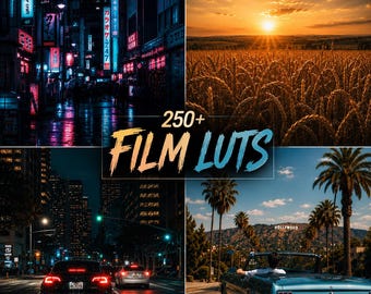 250+ filmische film-LUT's | Vintage voorinstellingen voor kleurgradatie (digitale download)