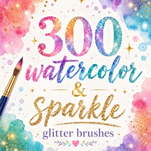Procreate Watercolor Brush Set for iPad | Glitter Sparkle Metallic Brushes, Gold Foil Shimmer, Wedding Calligraphy Digital Art Download