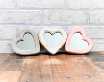 YOU PICK COLOR Shabby Small Hearts Wood Wall Mirrors Grouping Collage Baby Girl Nursery Decor Cottage Chic Simple Set Of 3 Bespoke