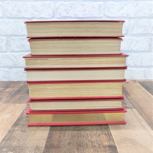 Ben Hur Pride shops and Prejudice Red Gold Decorative Books for Shelf Decor Staging Mid Century Modern Old Book Stack Rustic Decoration Set of 7