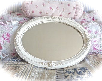 YOU PICK COLOR Custom Shabby Vintage Baroque Ornate Roses Floral Oval Round Large Wall Accent Mirror Cottagecore Romantic Chic