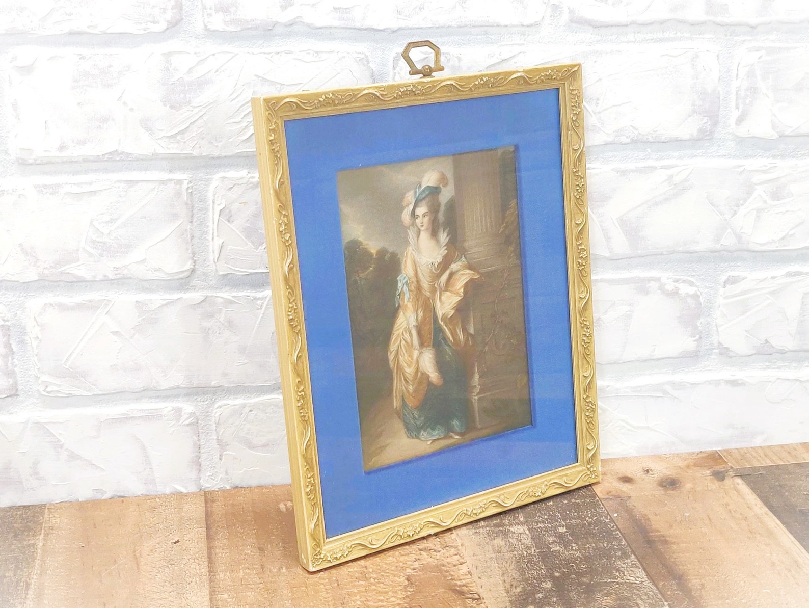 Stunning VINTAGE Ornate Floral Picture Frame BLUE Velvet Mat Etsy