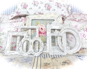 CUSTOM ORDER Upcycled Set Cute Picture Photo Frames Made To Order Winter White Baby Girl Nursery Wall Home Decor Bespoke One of a Kind