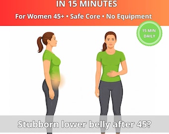 Treino para a parte inferior do abdômen para mulheres acima de 45 anos: barriga chapada e abdômen definido sem abdominais tradicionais (PDF)