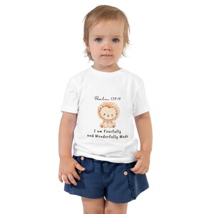 Shirt leeuw schrift voor peuters | Psalm 139:14 Faith-T-shirt