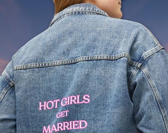 Chaqueta vaquera para futura señora / Chaqueta vaquera de novia extragrande para chicas guapas / Regalos únicos para recién casados / Regalos para la futura novia