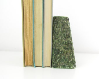 Vintage Alabastor Marble  Stone Bookend - Art Deco Emerald Green Book End w/ Live Edge