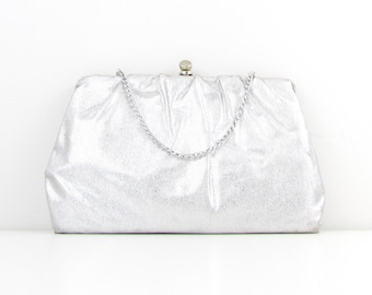 Silver Evening Bag Metallic Clutch Purse Etsy Australia