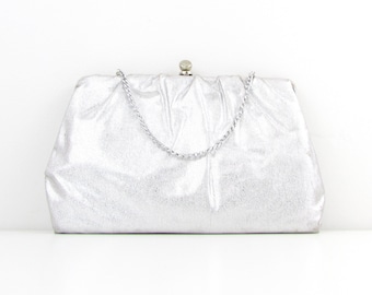 Silver Evening Bag - Metallic Clutch Purse