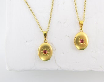 Collar con medallón de oro vintage - Medallón con foto en cadena de acero inoxidable - Regalo para ella