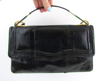Bolso de piel de serpiente negra - Bolso de hombro vintage