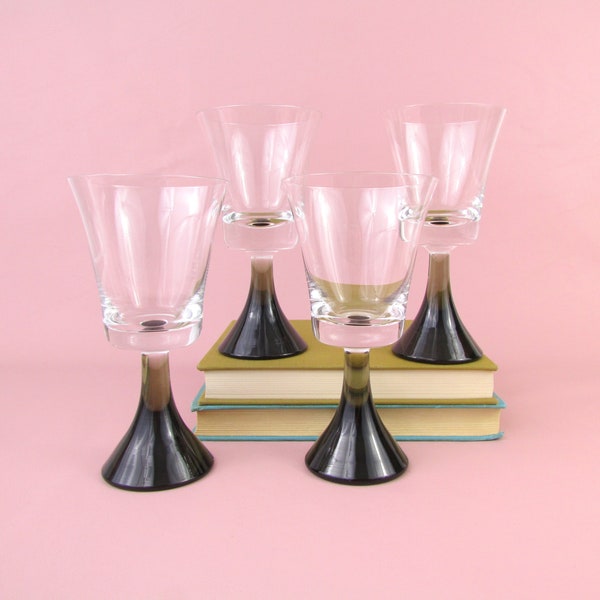 Vintage Mid Century Modern Glassware Set 4 - Pyramid Stem Ekanas Style