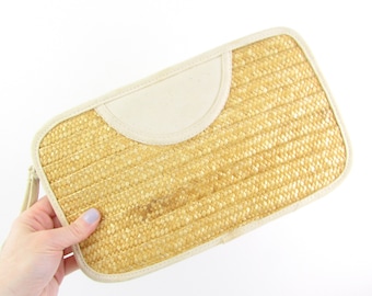 Straw Clutch Bag - Vintage Purse Boho Raffia Wristlet