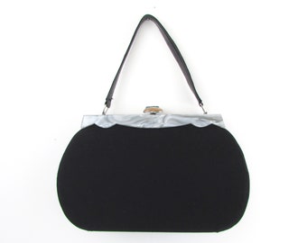 1960s Handbag - Vintage Top Handle Black Purse by Cortini