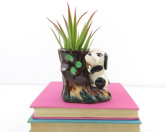 Clearance Sale Ceramic Dog Planter Vase - Vintage MCM Decor Kitsch Nursery