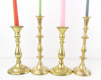 Vintage Brass Candle Holders - Pair of Candlesticks Taper Candles