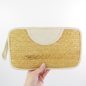 Straw Clutch Bag - Vintage Purse Boho Raffia Wristlet