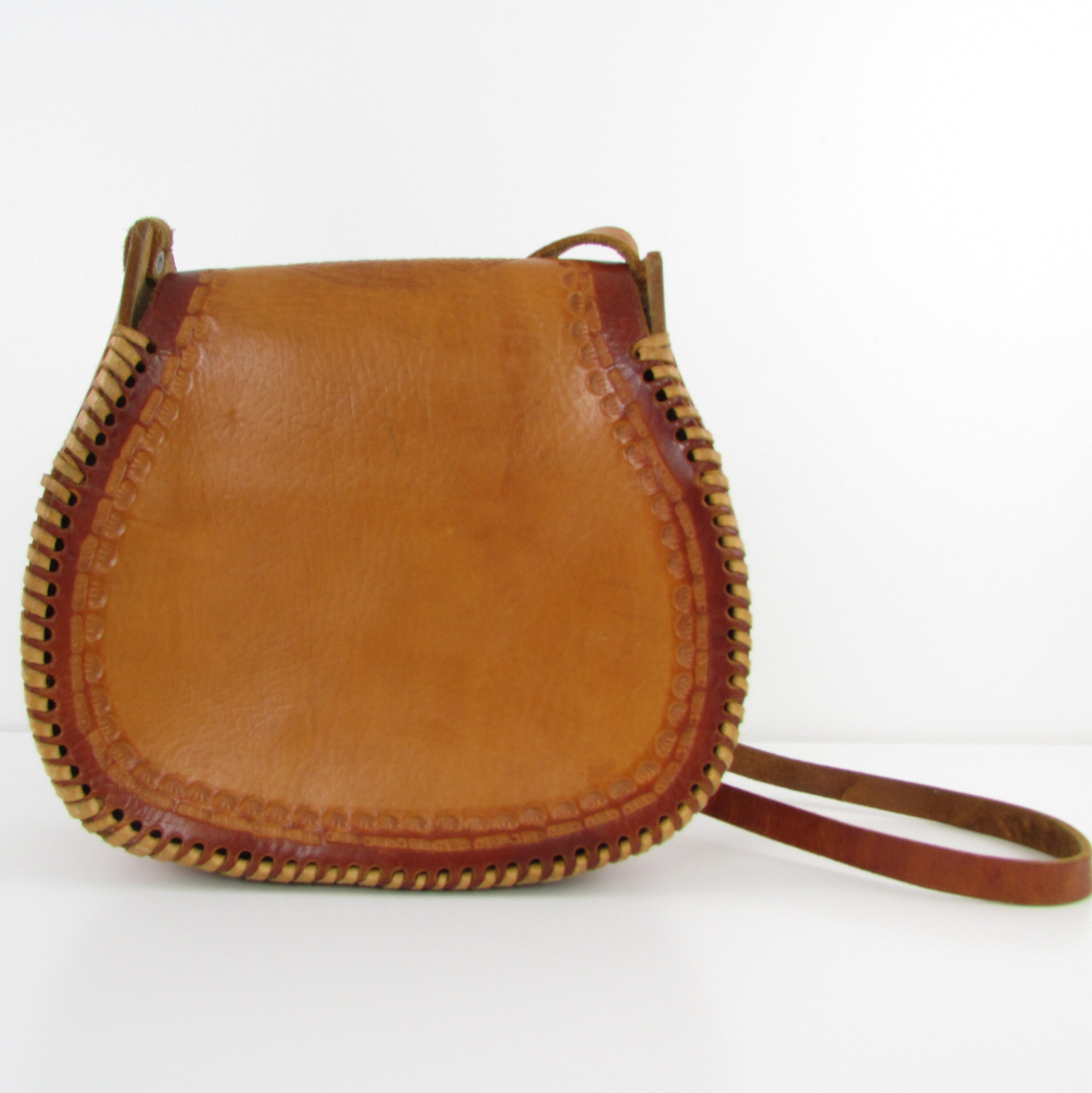 Vintage Tooled Leather Crossbody Bag Boho Sun God Purse Etsy