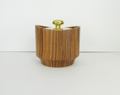 Mid Century Wood Ice Bucket - Vintage 1960s Faux Wooden Retro Barware by Kraftware