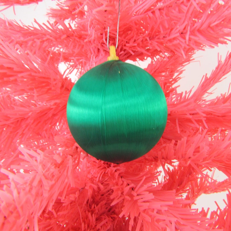 Vintage Christmas Tree Ornaments Decor in Dark Green Satin Set 6 by Alderbrook image 3