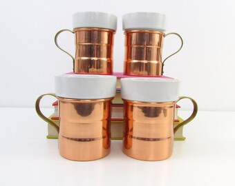Copper Ceramic Mugs 4 - Vintage Mug Set - Hygge Housewarming Gift