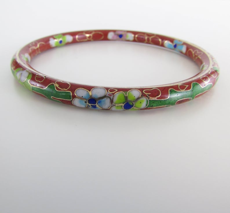 Cloisonne Enamel Bangle Bracelet Vintage 1970s Enamel Floral Etsy