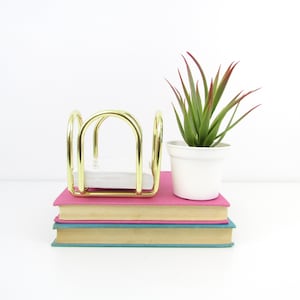 Portadocumenti vintage in ottone con blocco note - Accessorio da scrivania e ufficio color oro