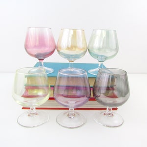 Vintage Cocktail Glasses Rainbow Glassware Mismatched - Luminarc Cognac Glasses Set - Brandy Bar Glasses New in Box