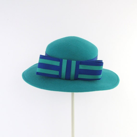 Vintage Felt Boater Hat Wide Brim for 