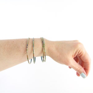 Cloisonne Enamel Bangles Set 4 - Vintage Bracelets Stacking Jewelry