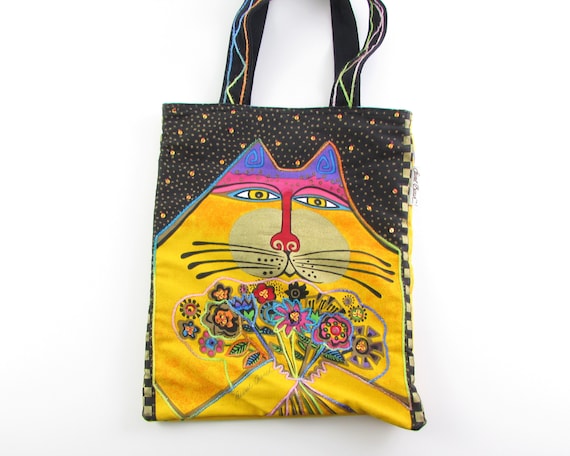 Vintage Laurel Burch Cat Tote Bag - Book Bag