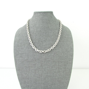 Vintage Silver Necklace - Chunky Rolo Chain - Costume Jewelry