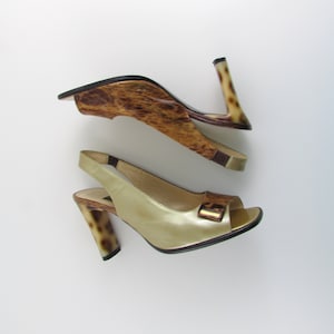 Ausverkauf Vintage Schildpatt Leder Peep Toe Heels in Größe 37-6.5 für 37 Euro von Francois Xavier made in Italy